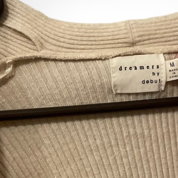 UO Dreamers Bu Debut Sweater Womens Small Taupe Knot Front Cropped Long Sleeve M - Picture 5 of 7